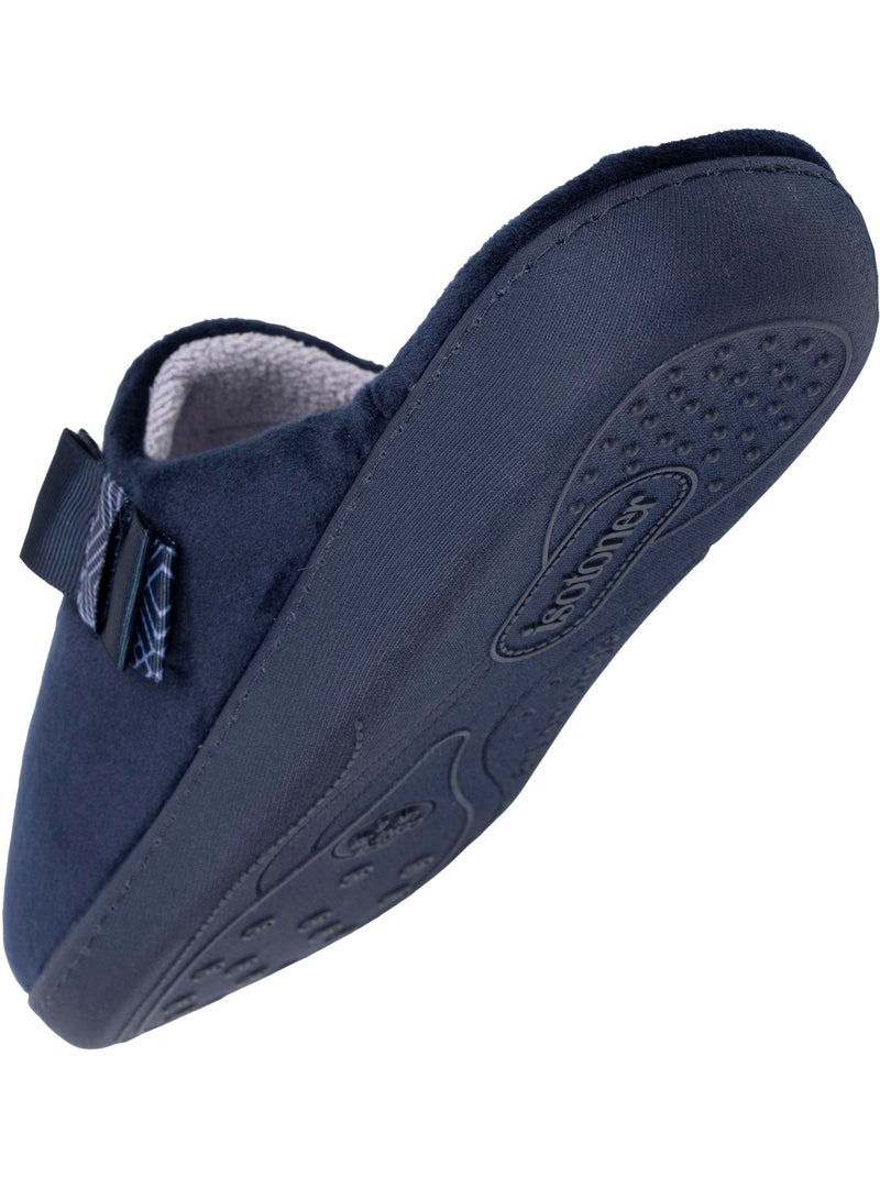 Pantofole mules soletta ergonomica in microvelour con donna Isotoner Blu marino - Kiabi