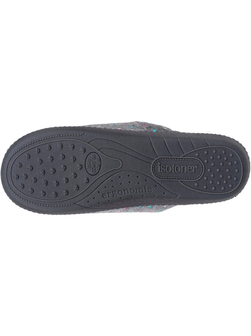 Pantofole mules soletta ergonomica in velluto, schiuma donna Isotoner Grigio - Kiabi