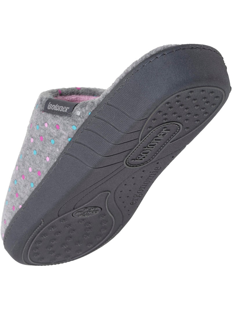 Pantofole mules soletta ergonomica in velluto, schiuma donna Isotoner Grigio - Kiabi