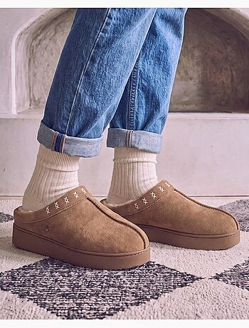 Pantofole mules suola con plateau di 3,5 cm donna