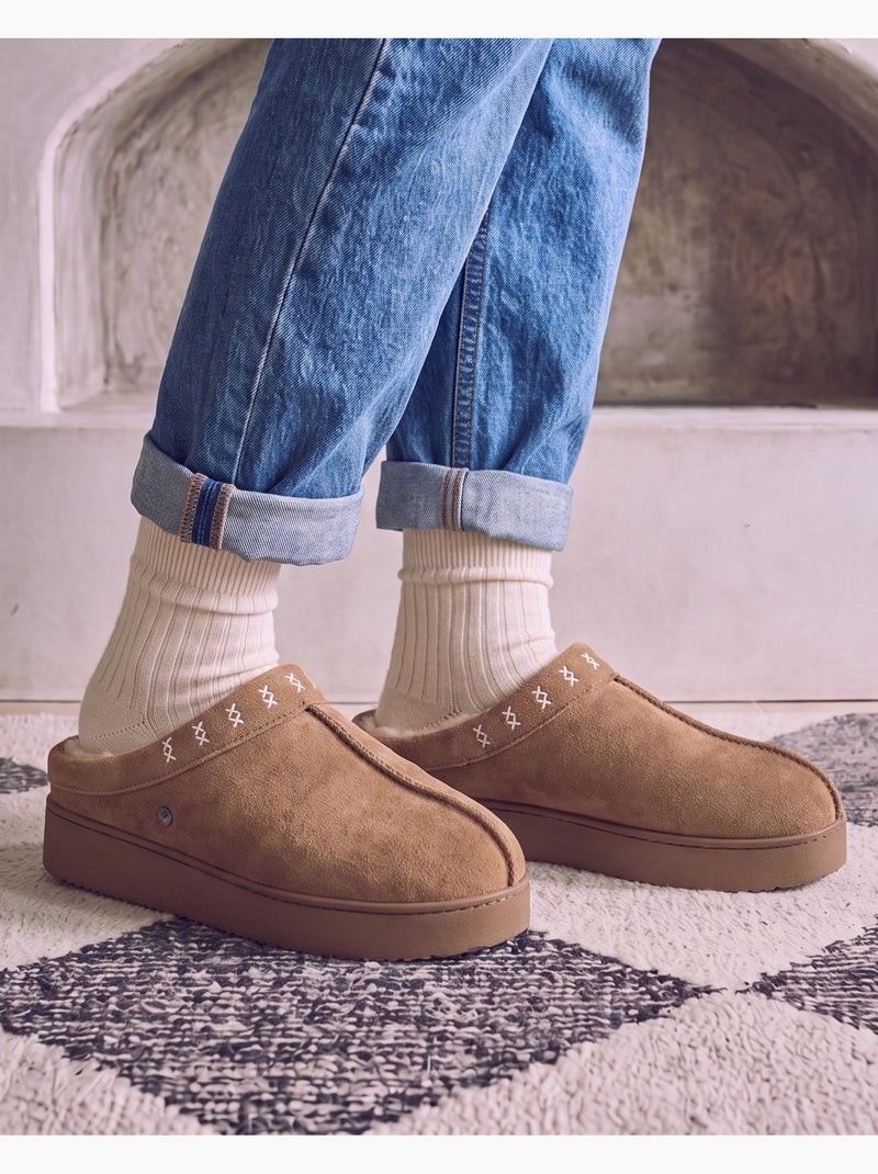 Pantofole mules suola con plateau di 3,5 cm donna Cammello - Kiabi