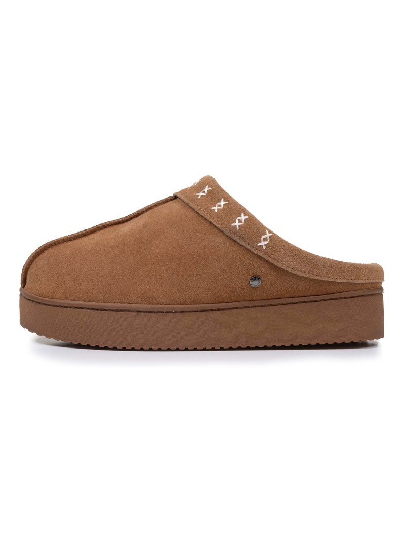 Pantofole mules Suola con plateau di 3,5 cm donna Isotoner Cammello - Kiabi