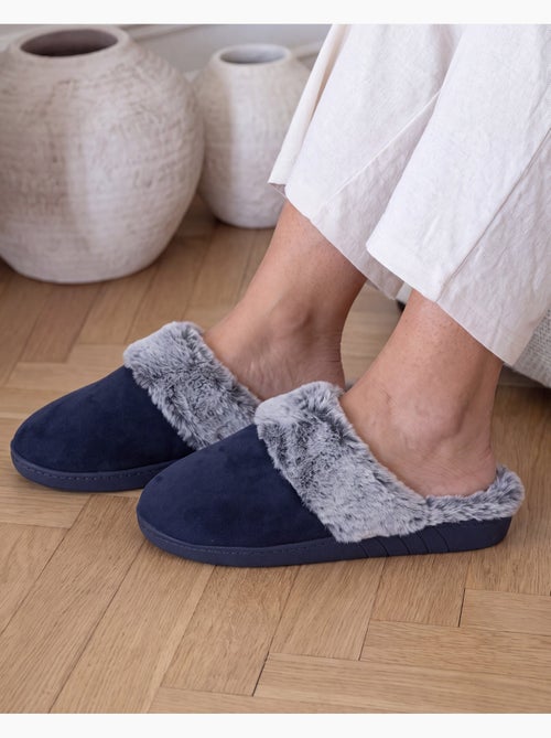 Pantofole mules suola ergonomica comfort, velour donna - Kiabi