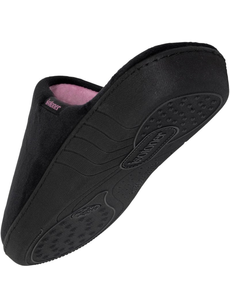 Pantofole mules suola ergonomica comfort, velour donna isotoner Nero - Kiabi