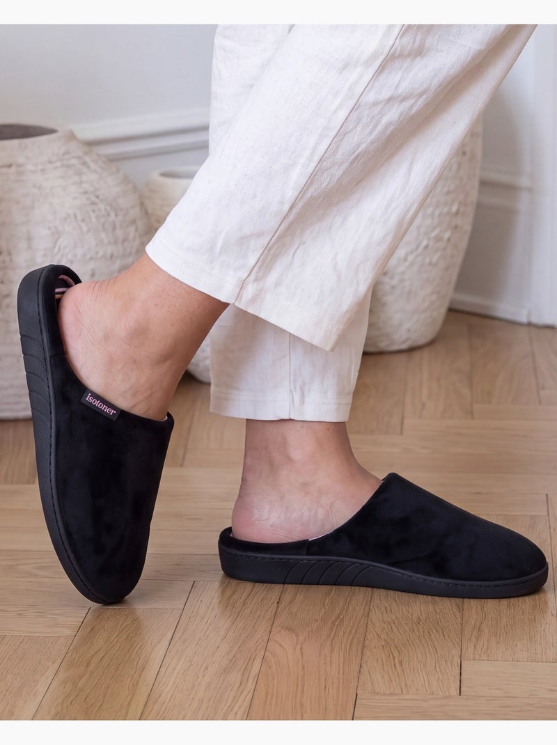 Pantofole mules suola ergonomica comfort, velour donna Nero - Kiabi