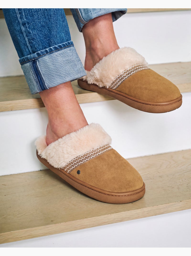 Pantofole mules suola in cuoio bloup extra comfort donna Cammello - Kiabi