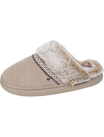 Pantofole mules suola in cuoio bloup extra comfort donna isotoner