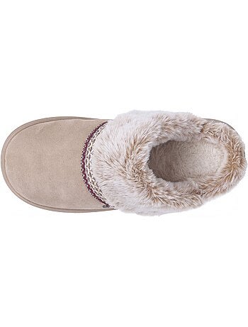 Pantofole mules suola in cuoio bloup extra comfort donna isotoner