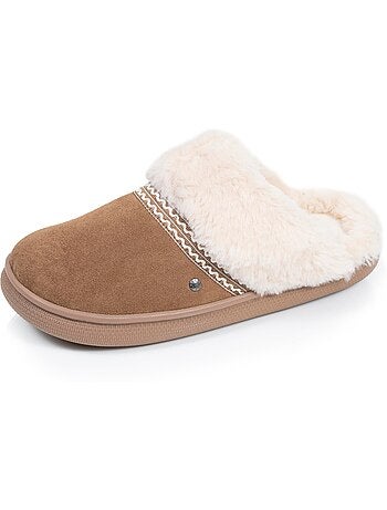 Pantofole mules suola in cuoio bloup extra comfort donna isotoner