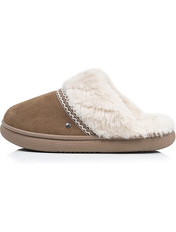 Pantofole mules suola in cuoio bloup extra comfort donna isotoner