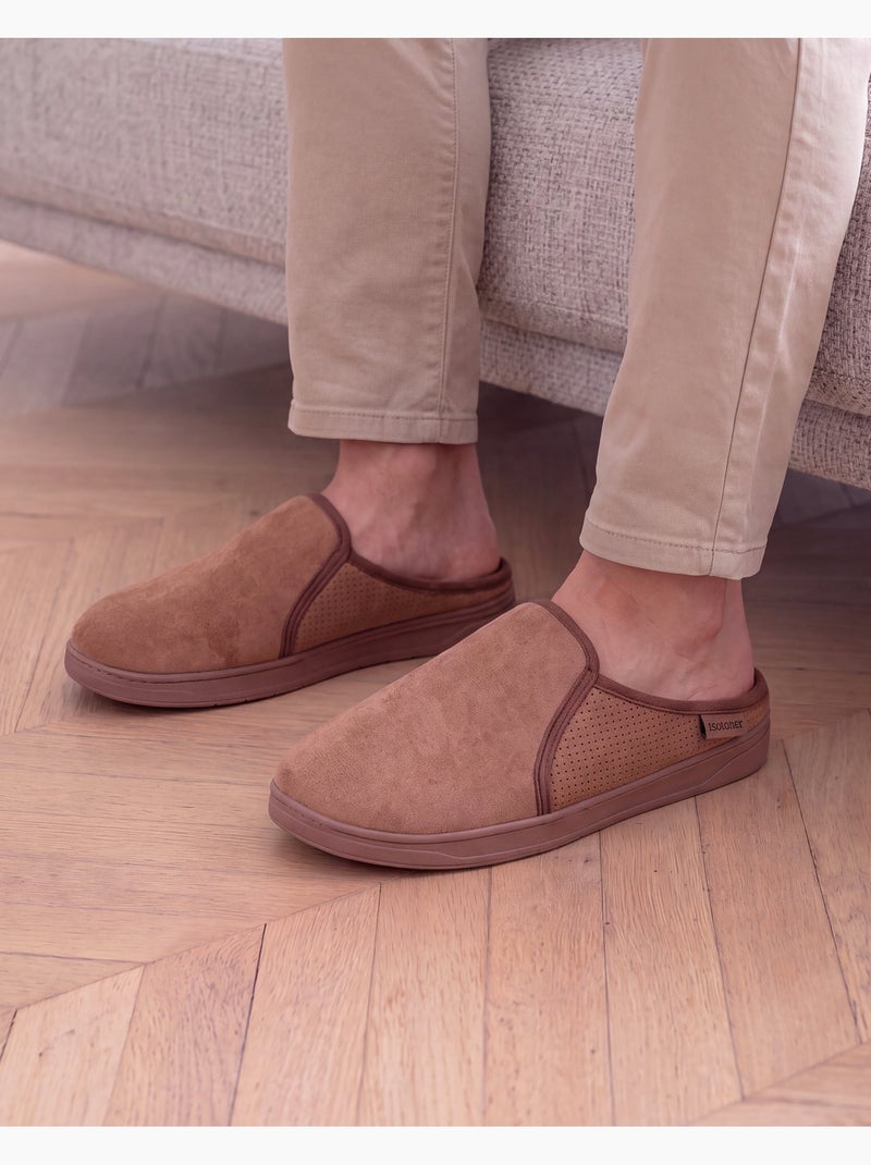 Pantofole mules suola sportiva in pelle scamosciata, uomo Cammello - Kiabi
