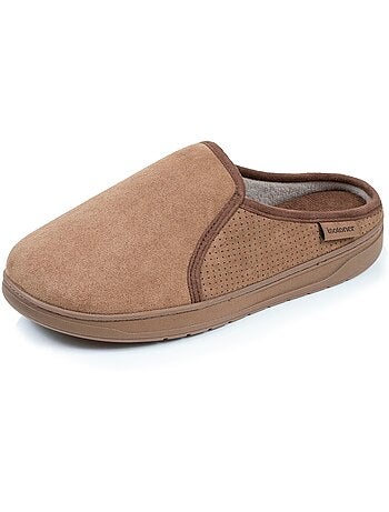 Pantofole mules suola sportiva in pelle scamosciata, uomo Isotoner