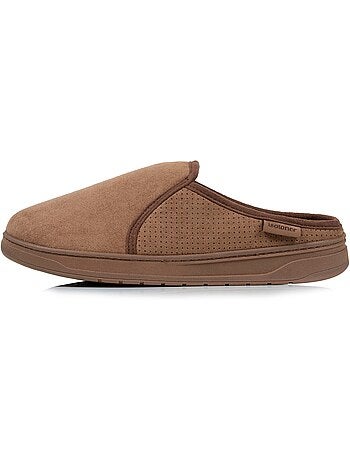 Pantofole mules suola sportiva in pelle scamosciata, uomo Isotoner