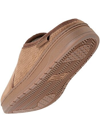 Pantofole mules suola sportiva in pelle scamosciata, uomo Isotoner