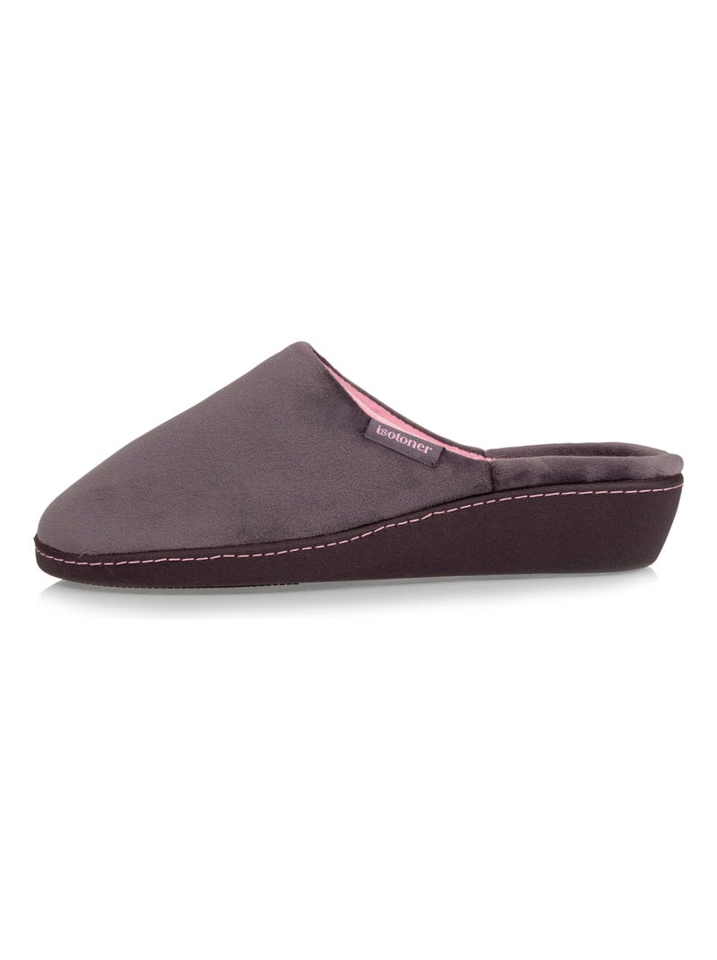 Pantofole mules tacco ultra morbido e ultra confortevole donna Isotoner Grigio scuro - Kiabi