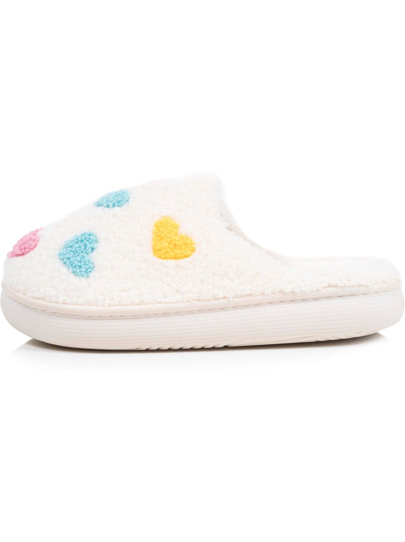 Pantofole mules tessuto a riccioli, suola Bloup Extra bambina Isotoner Avorio - Kiabi