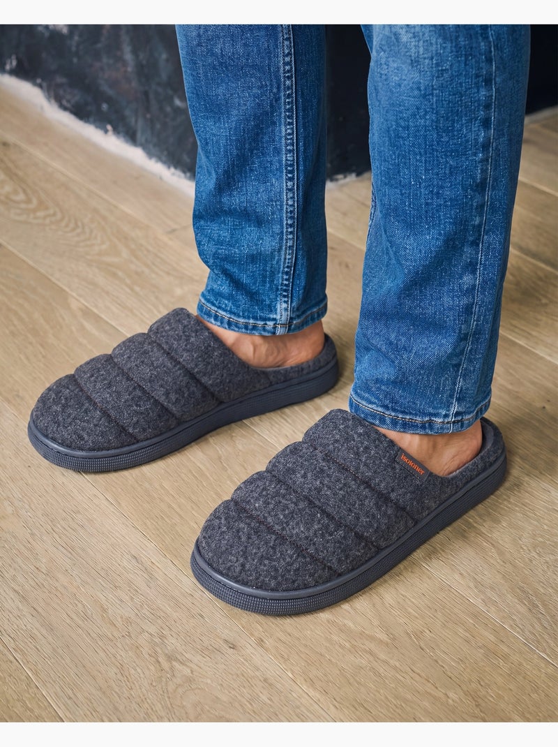 Pantofole mules tessuto in feltro, suola bloup extra uomo Grigio melangiato - Kiabi