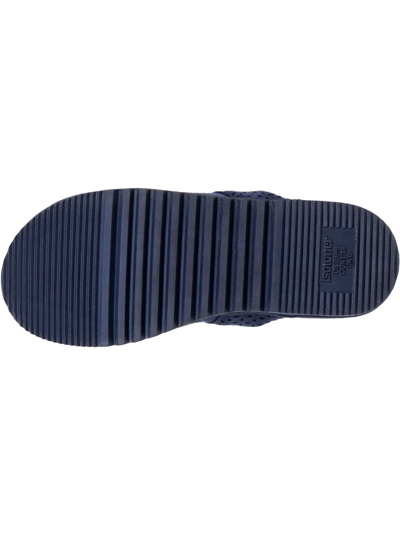 Pantofole mules ultra confortevole, in pelle scamosciata donna Isotoner Blu marino - Kiabi