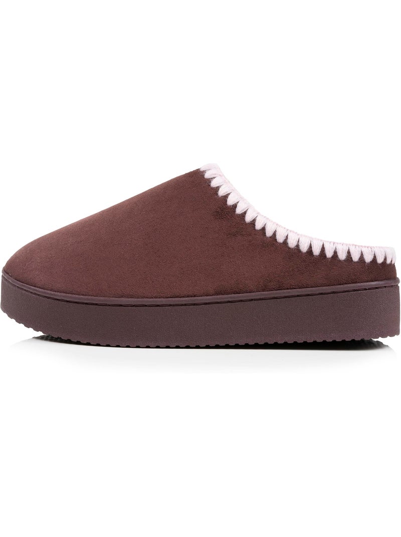 Pantofole mules ultraconfortevole, in pelle scamosciata donna Marrone - Kiabi