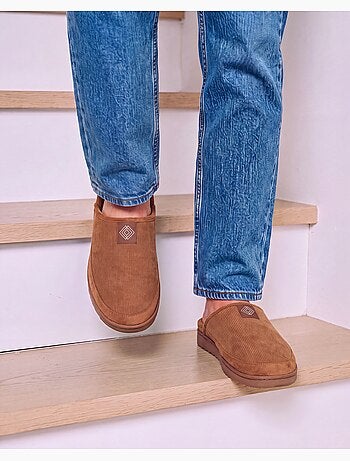 Pantofole mules velluto caldo, suola comoda con uomo