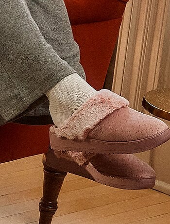Pantofole mules velluto morbidissimo, tacco di 3,7 cm donna Isotoner