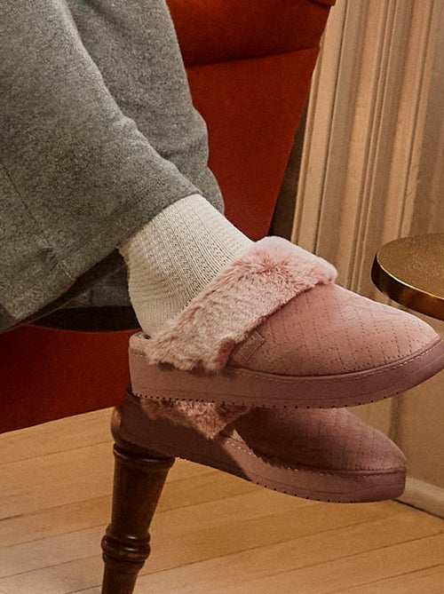 Pantofole mules velluto morbidissimo, tacco di 3,7 cm donna Isotoner - Kiabi