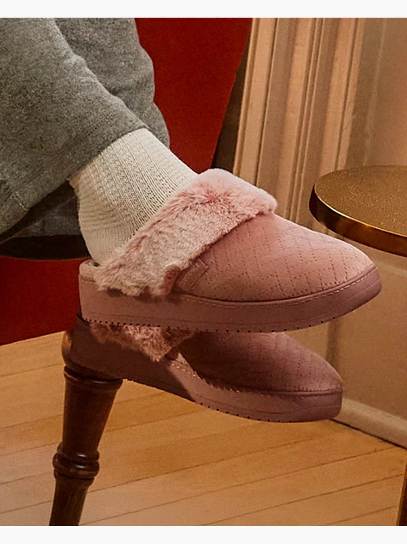Pantofole mules velluto morbidissimo, tacco di 3,7 cm donna Isotoner Rosato - Kiabi