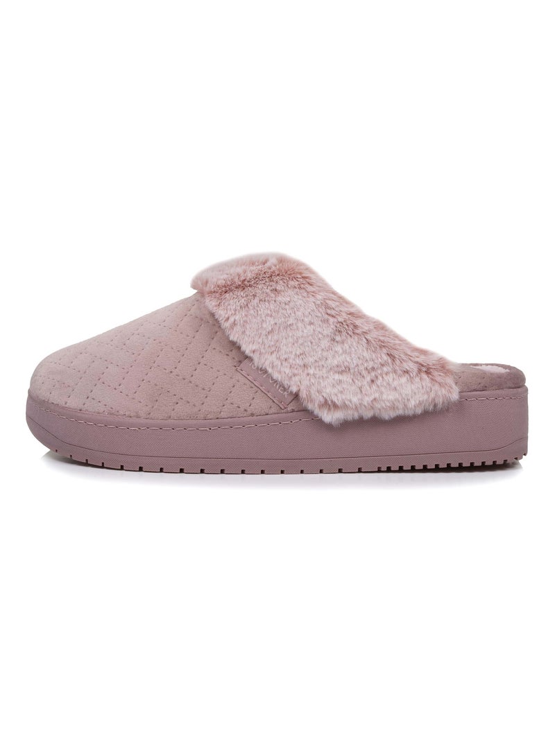 Pantofole mules velluto morbidissimo, tacco di 3,7 cm donna Isotoner Rosato - Kiabi