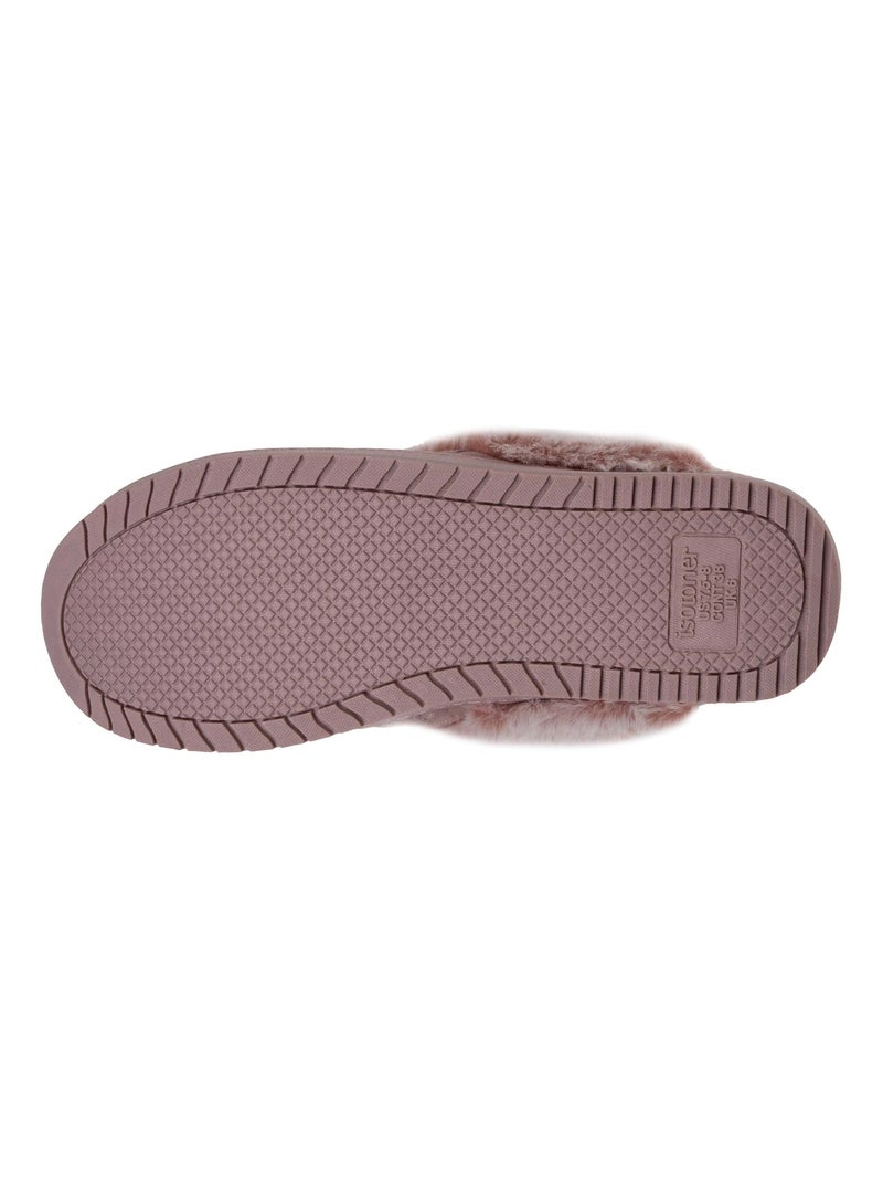 Pantofole mules velluto morbidissimo, tacco di 3,7 cm donna Isotoner Rosato - Kiabi