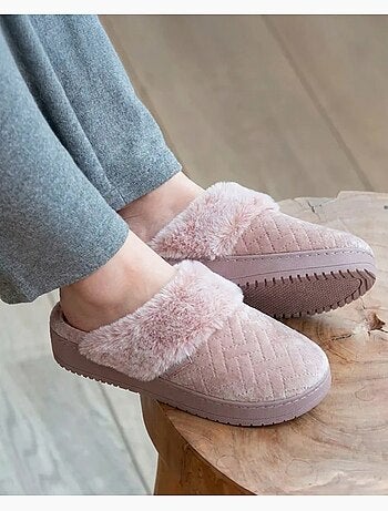 Pantofole mules velluto morbidissimo, tacco di 3,7 cm donna
