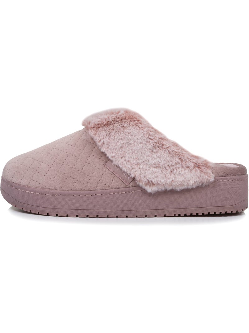 Pantofole mules velluto morbidissimo, tacco di 3,7 cm donna Rosato - Kiabi