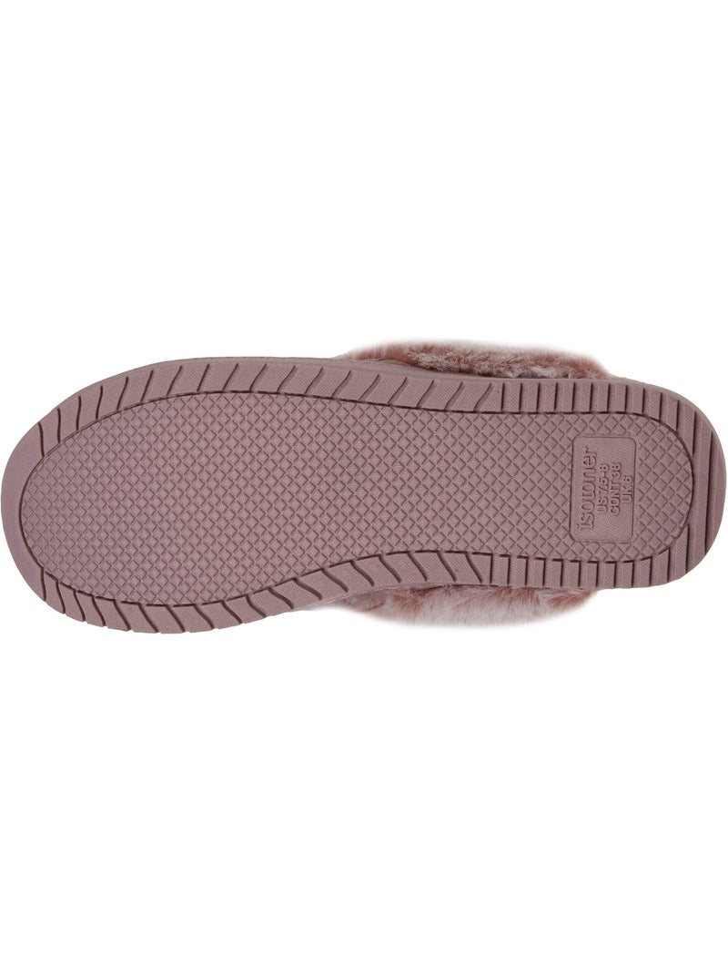 Pantofole mules velluto morbidissimo, tacco di 3,7 cm donna Rosato - Kiabi