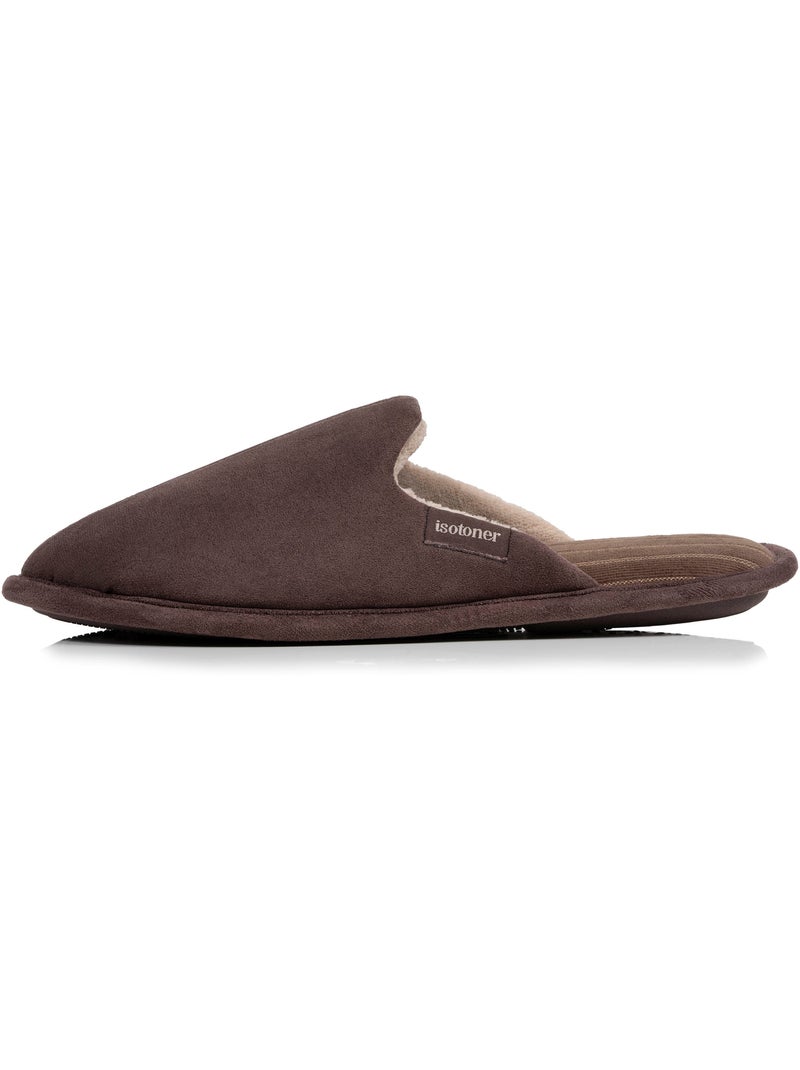 Pantofole mules velluto, suola ergonomica, memory foam, uomo Isotoner Marrone cappuccino - Kiabi