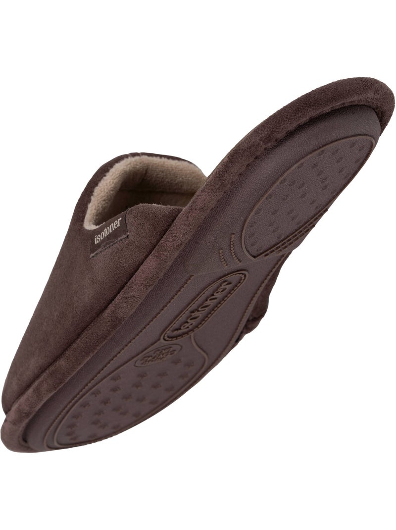 Pantofole mules velluto, suola ergonomica, memory foam, uomo Isotoner Marrone cappuccino - Kiabi