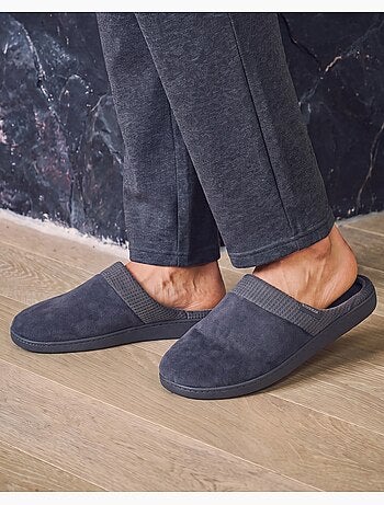 Pantofole mules velluto, suola ergonomica, sostegno uomo isotoner