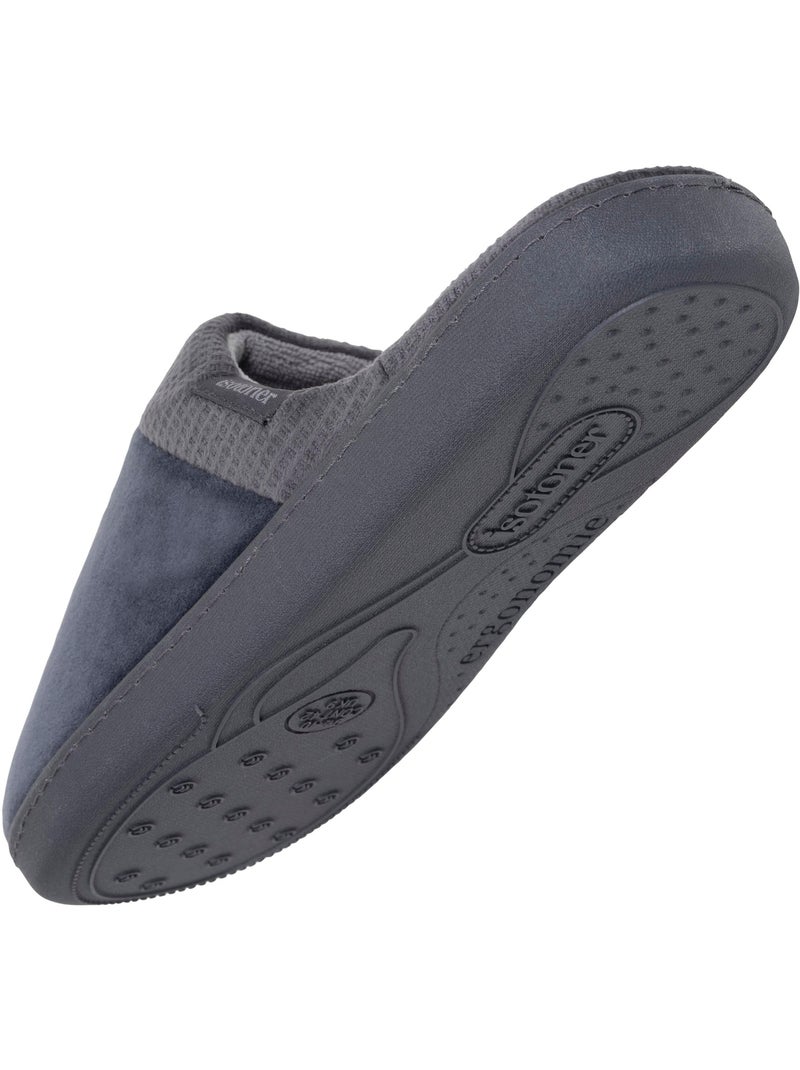 Pantofole mules velluto, suola ergonomica, sostegno uomo isotoner Grigio - Kiabi