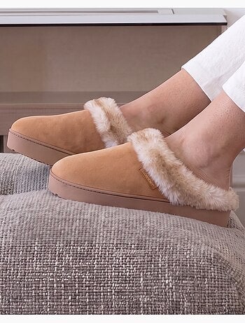 Pantofole mules velluto ultra morbido, zeppe donna