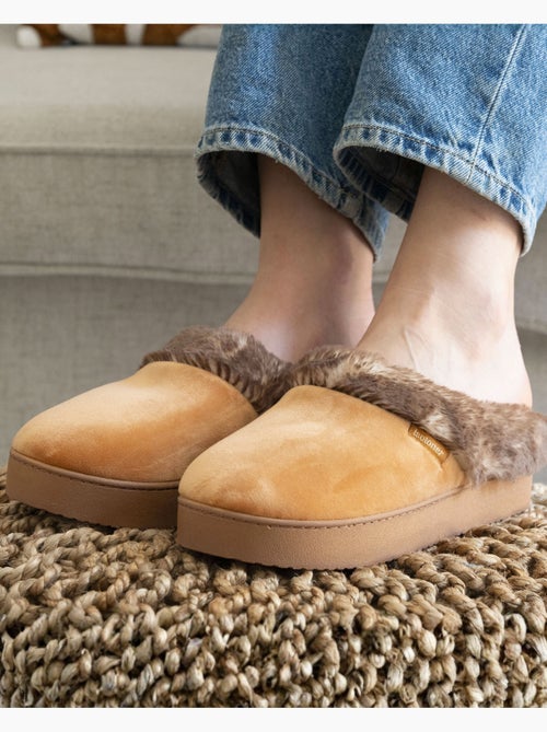 Pantofole mules velluto ultra morbido, zeppe donna isotoner - Kiabi