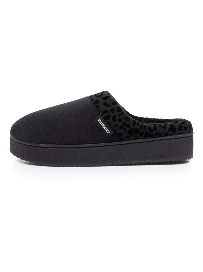 Pantofole mules velluto ultra morbido, zeppe donna Isotoner Nero - Kiabi