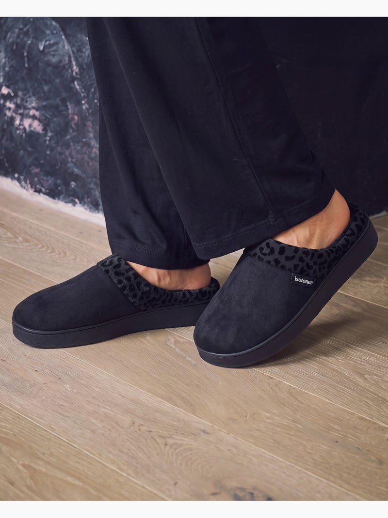Pantofole mules velluto ultra morbido, zeppe donna Nero - Kiabi