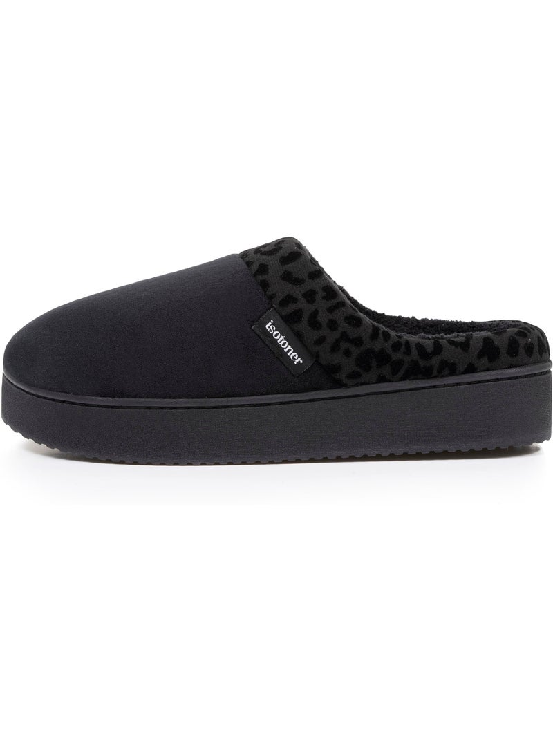 Pantofole mules velluto ultra morbido, zeppe donna Nero - Kiabi