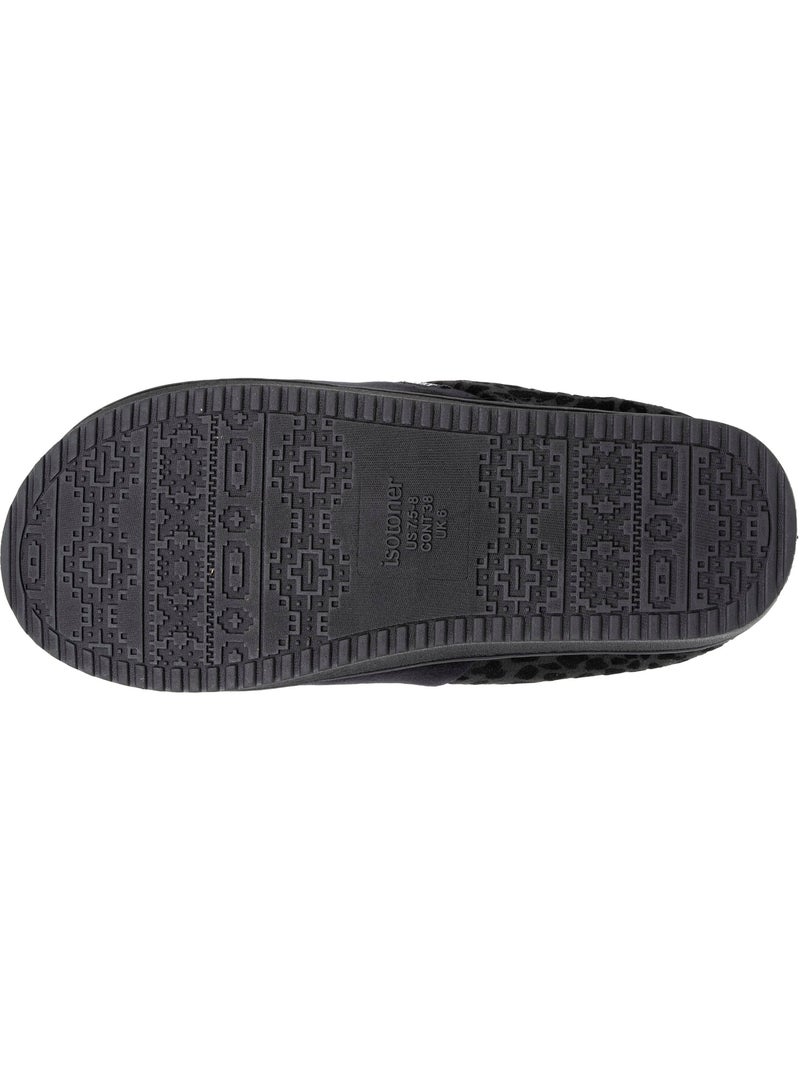 Pantofole mules velluto ultra morbido, zeppe donna Nero - Kiabi