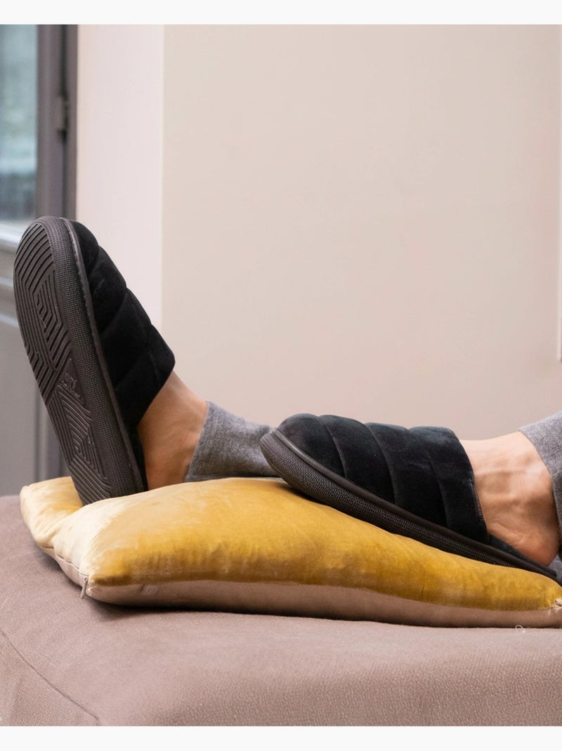 Pantofole mules velluto ultramorbido, suola bloup uomo Grigio - Kiabi