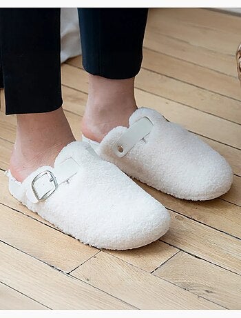 Pantofole mules zoccolo comfort interno in pelliccia donna isotoner