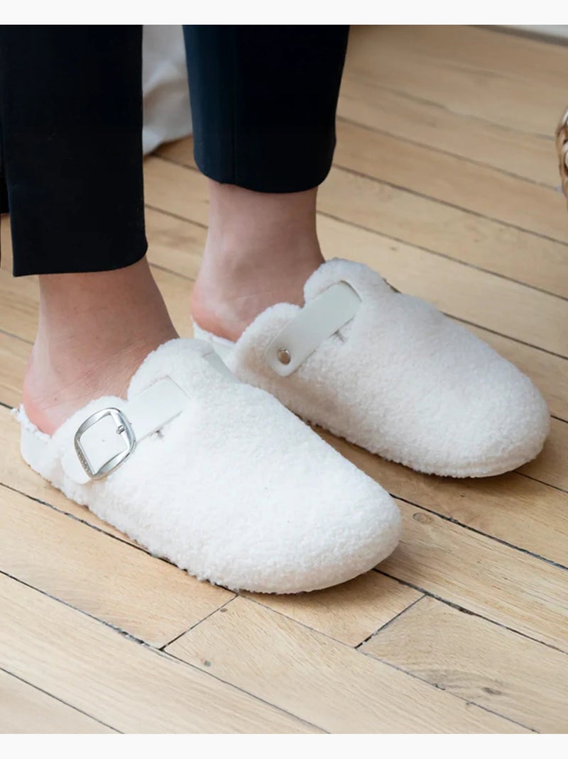 Pantofole mules zoccolo comfort interno in pelliccia donna isotoner Avorio - Kiabi