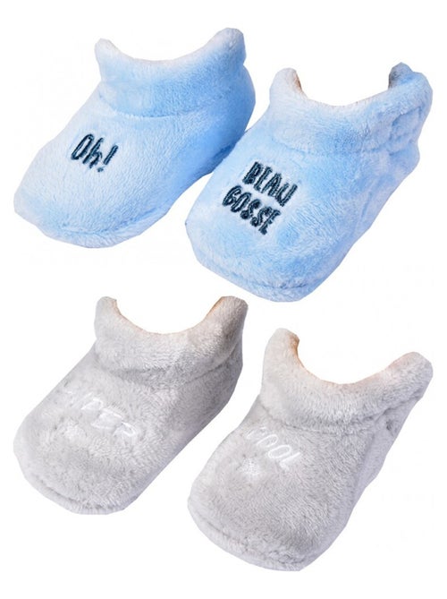 Pantofole neonato Cocooning Fantasia - Confezione da 2 - Kiabi Pantofole neonato Cocooning Fantasia - Confezione da 2 - Kiabi