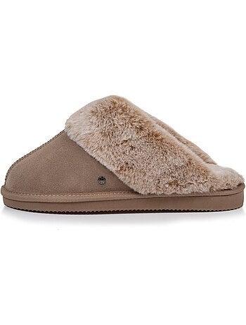 Pantofole pelle calda e foderata donna isotoner