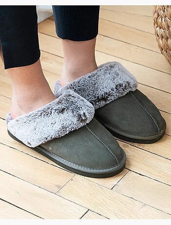 Pantofole pelle calda e foderata donna isotoner