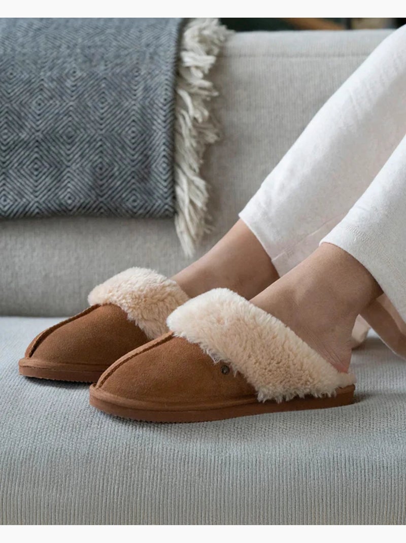 Pantofole  pelle calda e foderata donna isotoner Cammello - Kiabi