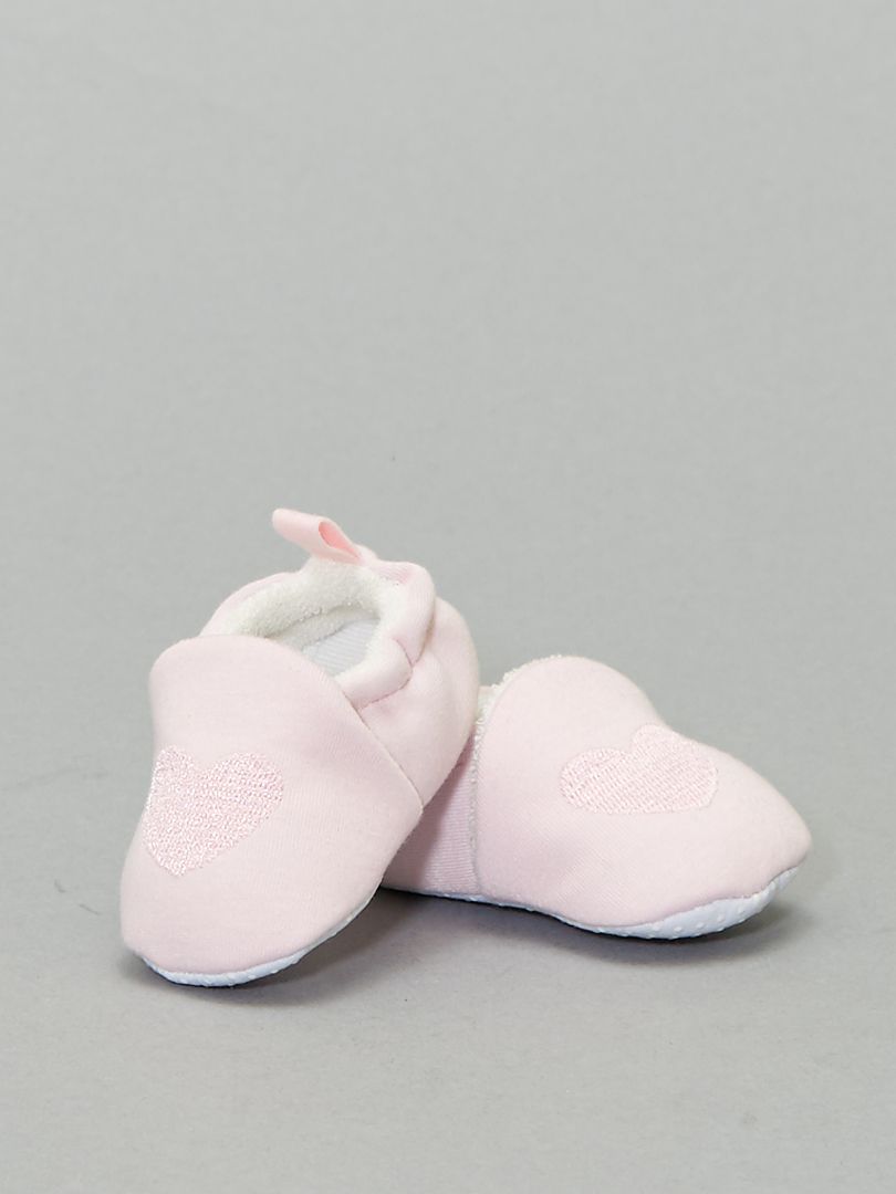 Pantofole ricamo 'cuore' rosa - Kiabi